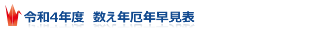 2022年・令和4年度　数え年厄年早見表