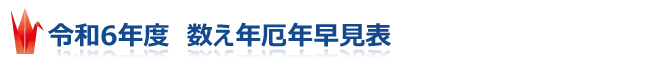 2024年・令和6年度　数え年厄年早見表
