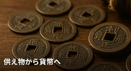 供え物から貨幣へ変化した背景